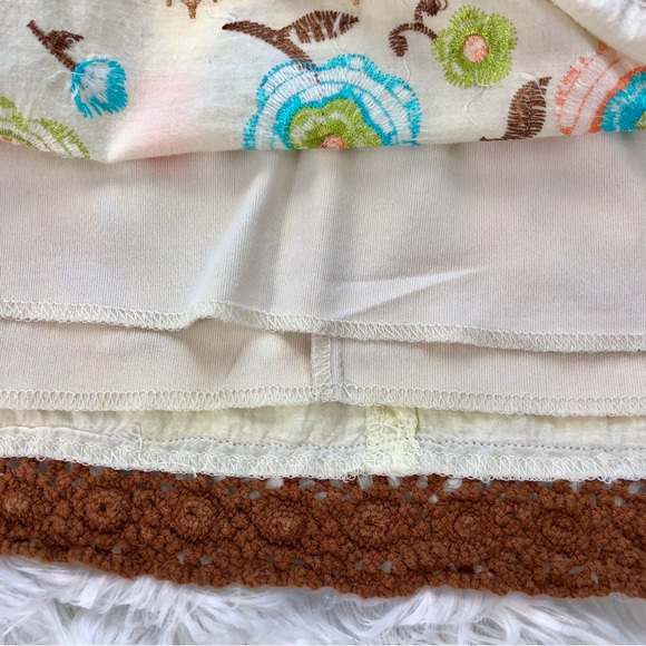Heart Soul Y2k Cream Embroidered Flower Macrame Skirt - Picture 7 of 16